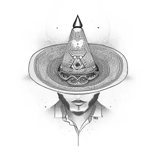 tequila shot with sombrero  tattoo design idea