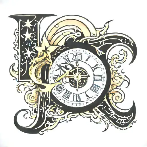 chinese letters with a shooting star of time tattoo design idea