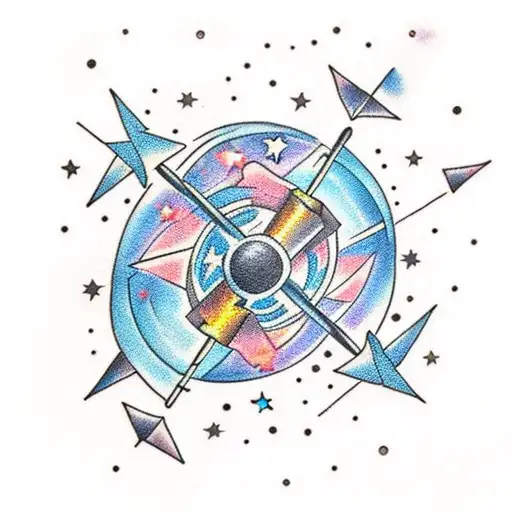 Dumbbell constellation in the night sky tattoo design idea