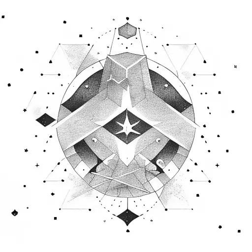 Dumbbell constellation in the night sky tattoo design idea