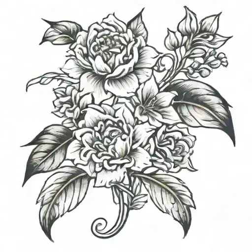 birth flower November october February  tattoo design idea