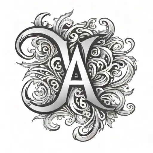combine a large "A" and (equal size "E" and "J" woven inside tattoo design idea