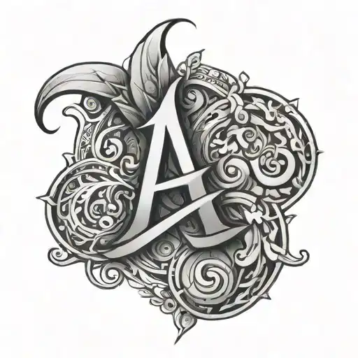 combine a large "A" and (equal size "E" and "J" woven inside tattoo design idea
