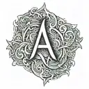 combine a large "A" and (equal size "E" and "J" making a logo tattoo design idea