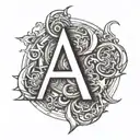 combine a large "A" and (equal size "E" and "J" making a logo tattoo design idea