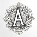 combine a large "A" and (equal size "E" and "J" making a logo tattoo design idea