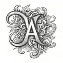 combine a large "A" and (equal size "E" and "J" woven inside tattoo design idea