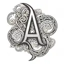 combine a large "A" and (equal size "E" and "J" woven inside tattoo design idea
