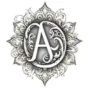 combine a large "A" and (equal size "E" and "J" woven inside tattoo design idea