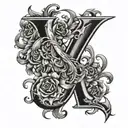 combine a large "A" and (equal size "E" and "J") tattoo design idea