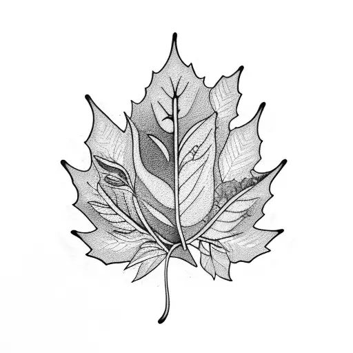 leaf and flowers and three hearts tattoo design idea
