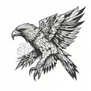 wedge tail eagle geometric design flying away tattoo design idea