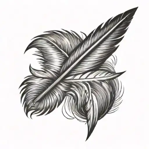 feather, arrow pointing tattoo design idea