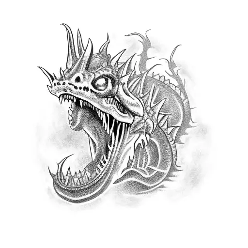 zombie dragon tattoo design idea