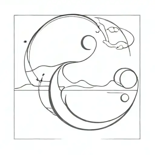 water wave moon cancer elements incorporated tattoo design idea