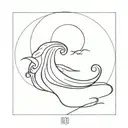 water wave moon cancer elements incorporated tattoo design idea