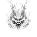 A hauntingly beautiful lyshen creature emerging from a dark forest  tattoo design idea