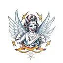 angel fighting devil tattoo design idea