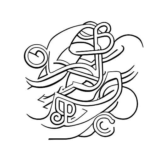 the letters p and 2 tattoo design idea