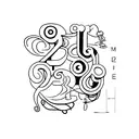 the letters p and 2 tattoo design idea