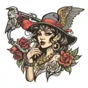 1980 1982 1953 2008 gangster girl tattoo design idea