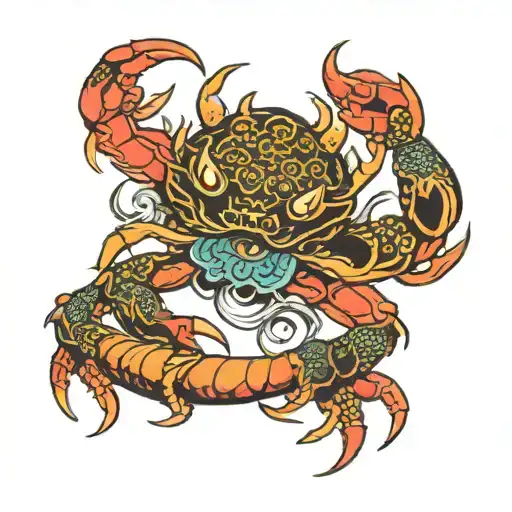 japanese crab dragon cancer star sign tattoo design idea