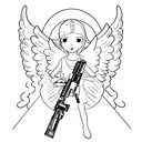 angels whit guns tattoo design idea