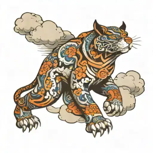 cloud, animal, son walking tattoo design idea