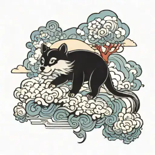 cloud, animal, son walking tattoo design idea