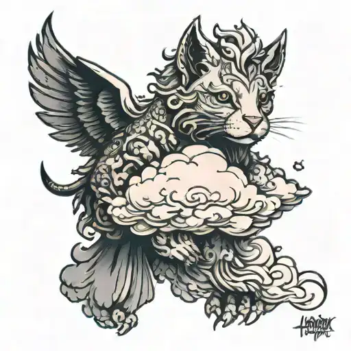 cloud, animal, my son holding hands tattoo design idea