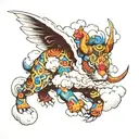 cloud, animal, son walking tattoo design idea