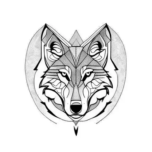 geometric wolf face tattoo