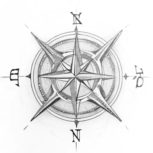 Realistic tree bark with incrusted compass. Decorate with steampunk elements. tattoo design idea
