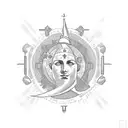 Freedom of choice, freedom of religion, feminism, atheism, path of life, moon and sun tattoo design idea
