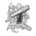 black mamba and Glock 9mm gun tattoo design idea
