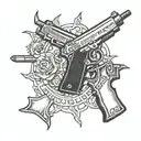 black mamba and Glock 9mm gun tattoo design idea