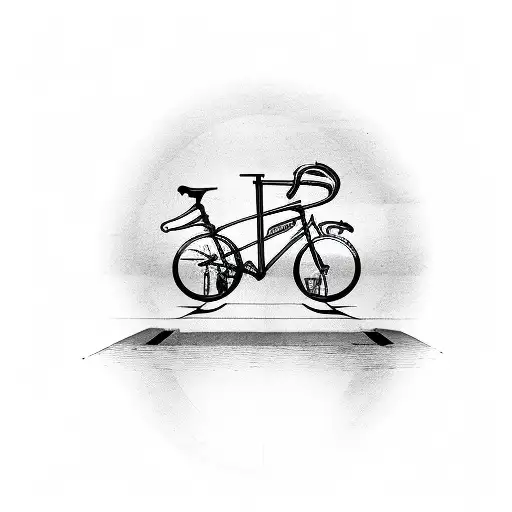 road bicycle with EA and AC letters for wheels tattoo design idea