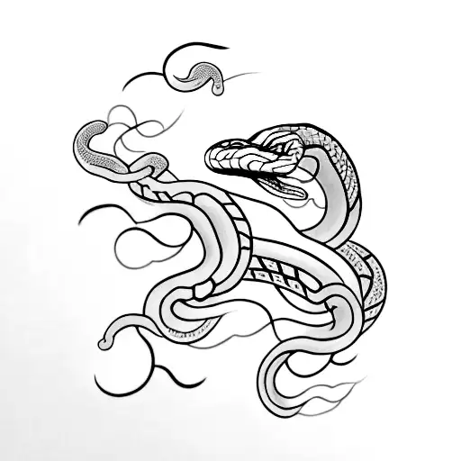 snake with blue and white porcelain design on skin  tattoo design idea