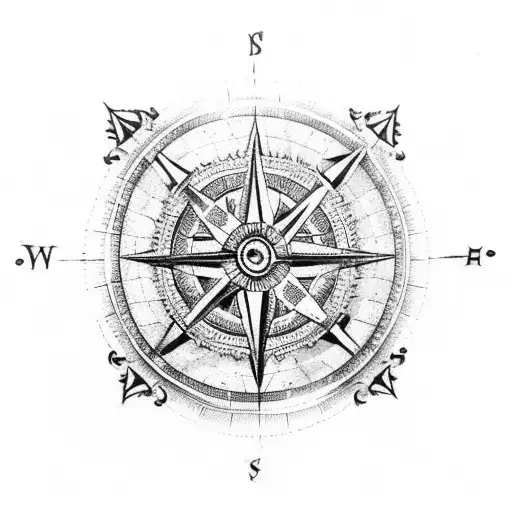 Pirate Coin with  and compass tattoo design idea