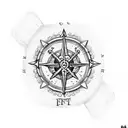 Pirate Coin with Skull and compass tattoo design idea