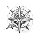 Pirate Coin with Skull and compass tattoo design idea