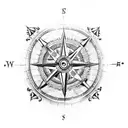 Pirate Coin with  and compass tattoo design idea
