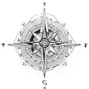 Pirate Coin with  and compass tattoo design idea
