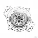 Pirate Coin with  and compass tattoo design idea