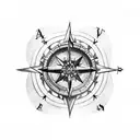Pirate Coin with  and compass tattoo design idea