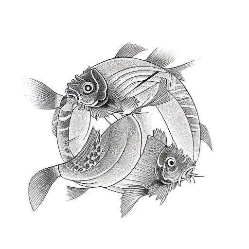 carp koi black and white tattoo design idea