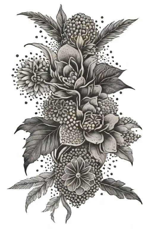 A dotwork tattoo with different native to Australia and South Korea  tattoo design idea