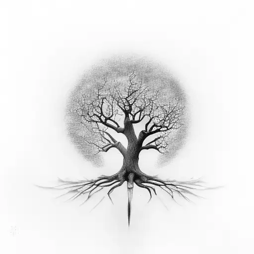 eletric guitar, tree tattoo design idea