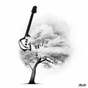 eletric guitar, tree tattoo design idea