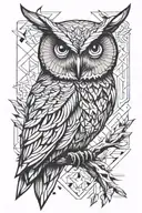 owl perched tattoo design idea